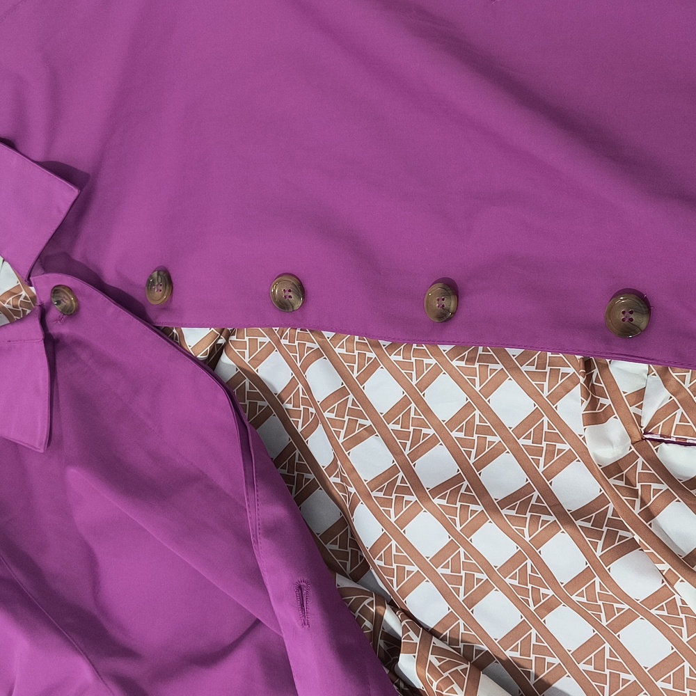 Purple Overcoat All Weather Jacket Lined Chic Classic Trench - Picture 7 of 10